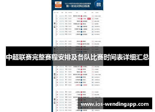 中超联赛完整赛程安排及各队比赛时间表详细汇总