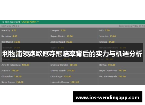 利物浦领跑欧冠夺冠赔率背后的实力与机遇分析